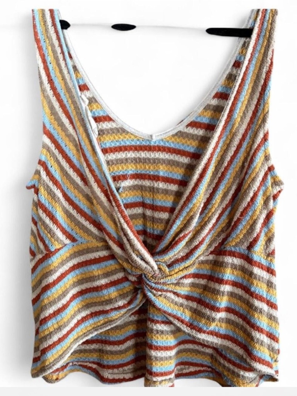 Altar’d State Striped Knit Tank Top Twist Back Boho Multicolor Festival Summer L - Picture 2 of 3
